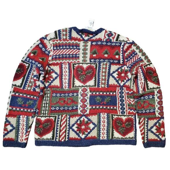 Talbots Petite Hand Knit Heart Grandma Cardigan Sweater Hearts Coat Size Small - Picture 8 of 8